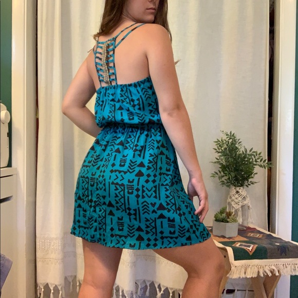 Blue Boho Print Dress - Picture 2 of 3